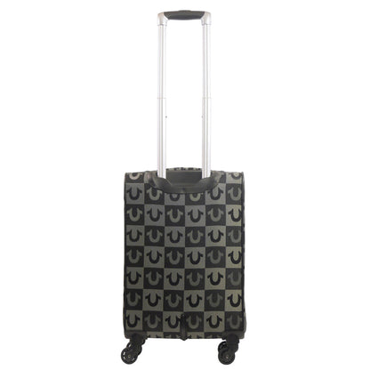 True Religion Black 23" Soft Sided Logo Checkered Spinner Luggage - Stiles Supply Co.
