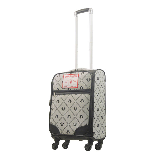 True Religion Grey 23" Soft Sided Logo Monogram Spinner Luggage - Stiles Supply Co.