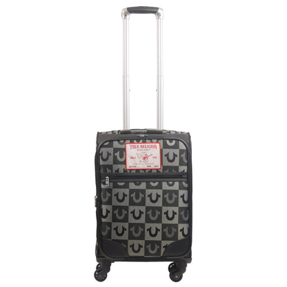 True Religion Black 23" Soft Sided Logo Checkered Spinner Luggage - Stiles Supply Co.