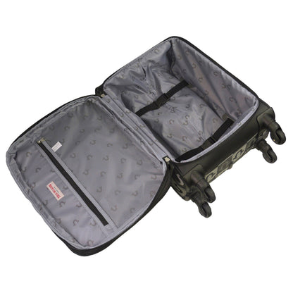True Religion Black 23" Soft Sided Logo Checkered Spinner Luggage - Stiles Supply Co.