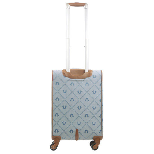 True Religion Light Blue 23" Soft Sided Logo Monogram Spinner Luggage - Stiles Supply Co.