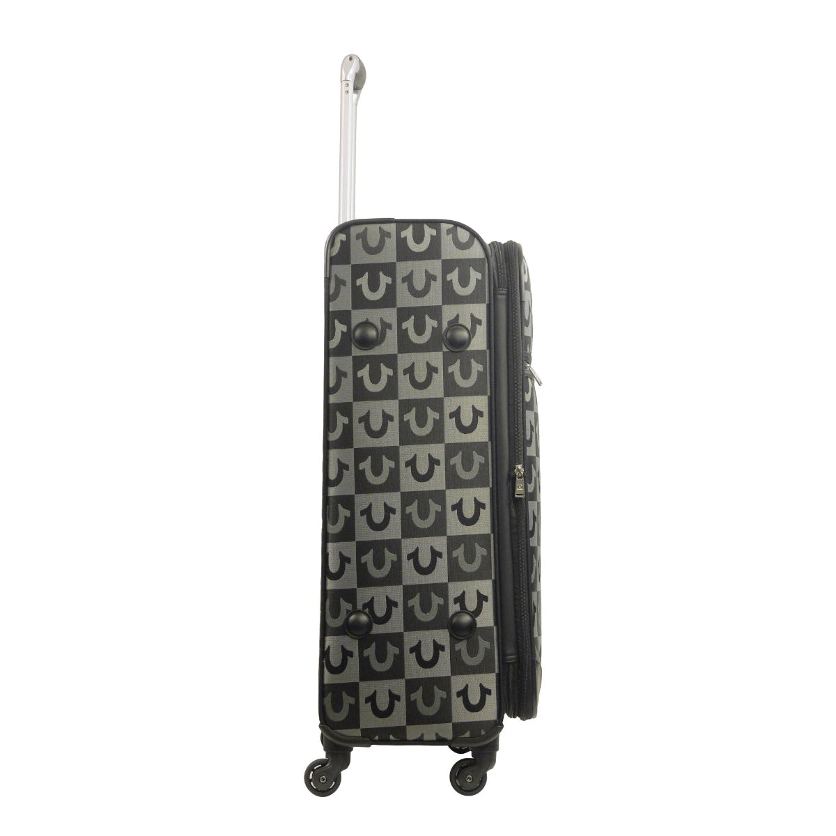 True Religion Black 31" Soft Sided Logo Checkered Spinner Luggage - Stiles Supply Co.