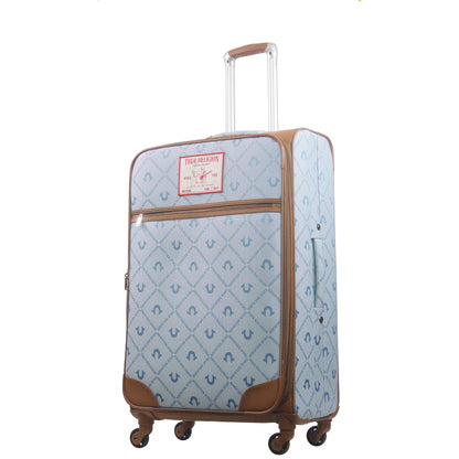 True Religion Light Blue 31" Soft Sided Logo Monogram Spinner Luggage - Stiles Supply Co.