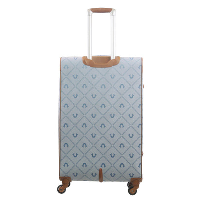 True Religion Light Blue 31" Soft Sided Logo Monogram Spinner Luggage - Stiles Supply Co.