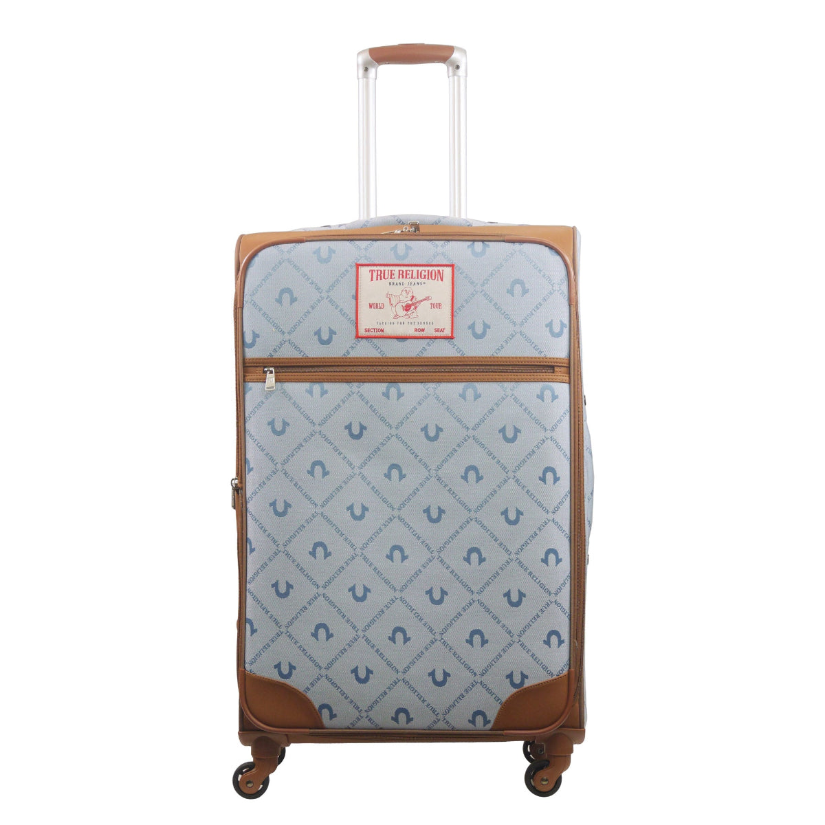 True Religion Light Blue 31" Soft Sided Logo Monogram Spinner Luggage - Stiles Supply Co.