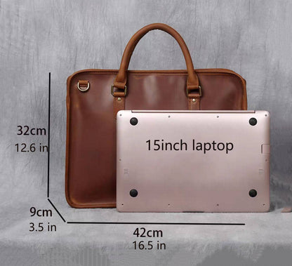 Steel Horse Leather The Hemming Leather Laptop Bag - Stiles Supply Co.