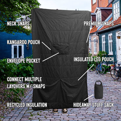 Gravel Layover™ Travel Blanket - Packable & Puffy | Black - Stiles Supply Co.