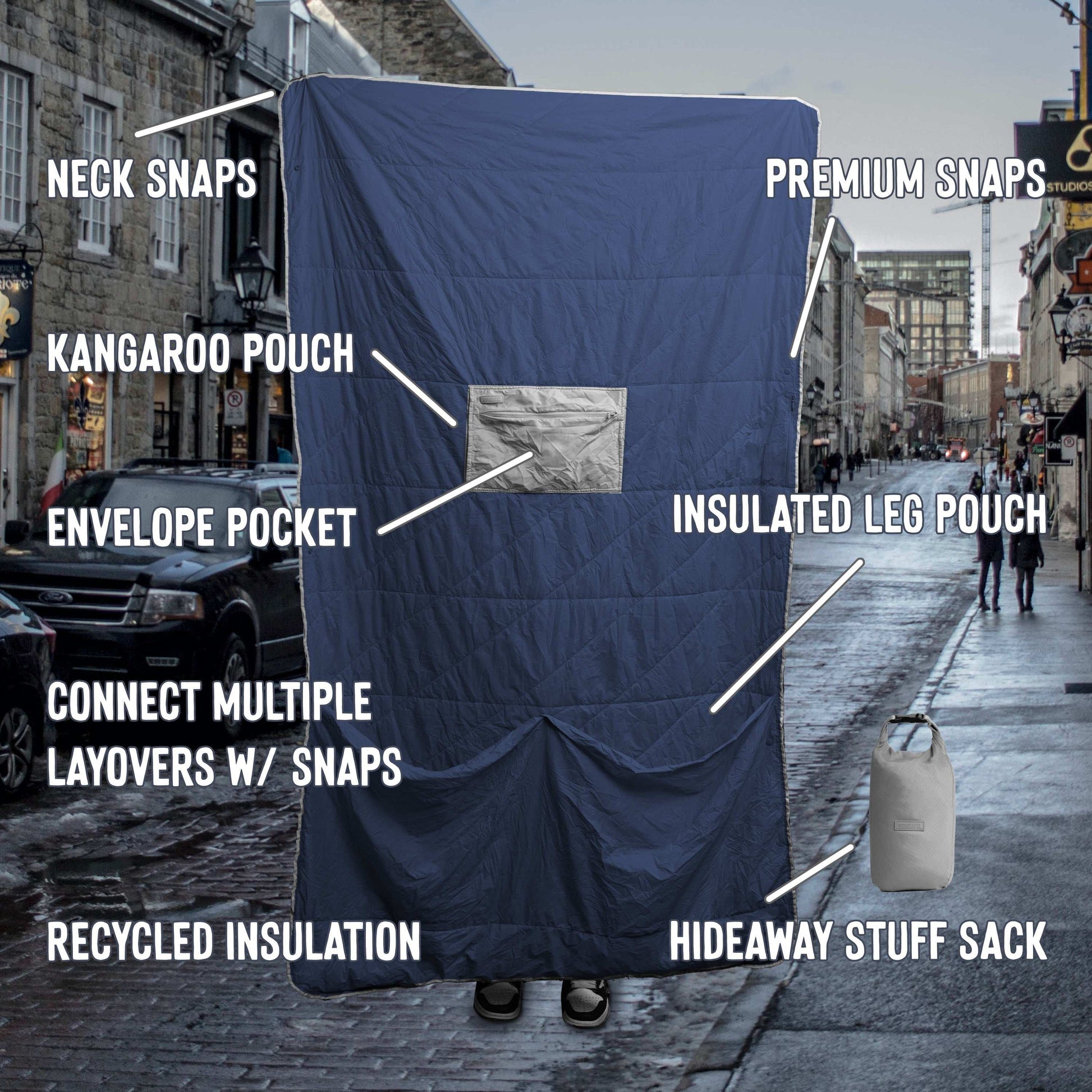 Gravel Layover™ XL Travel Blanket - Packable & Puffy | Blue - Stiles Supply Co.
