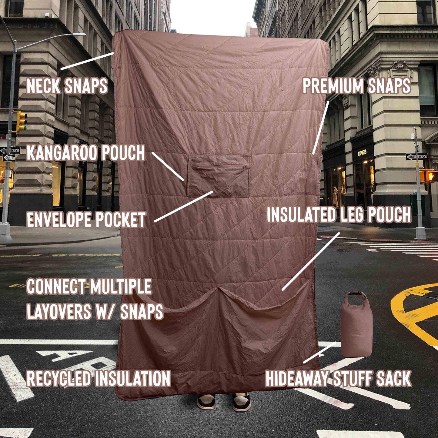 Gravel Layover™ Travel Blanket - Packable & Puffy | Quartz - Stiles Supply Co.