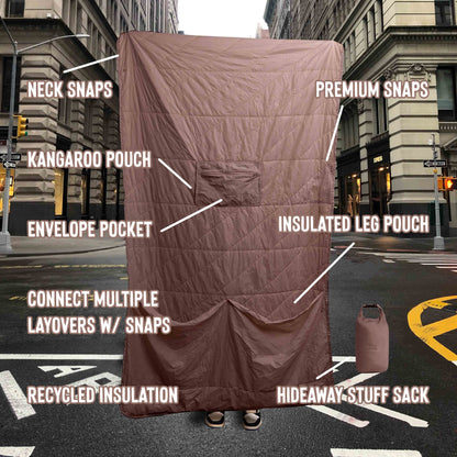 Gravel Layover™ Travel Blanket - Packable & Puffy | Quartz - Stiles Supply Co.