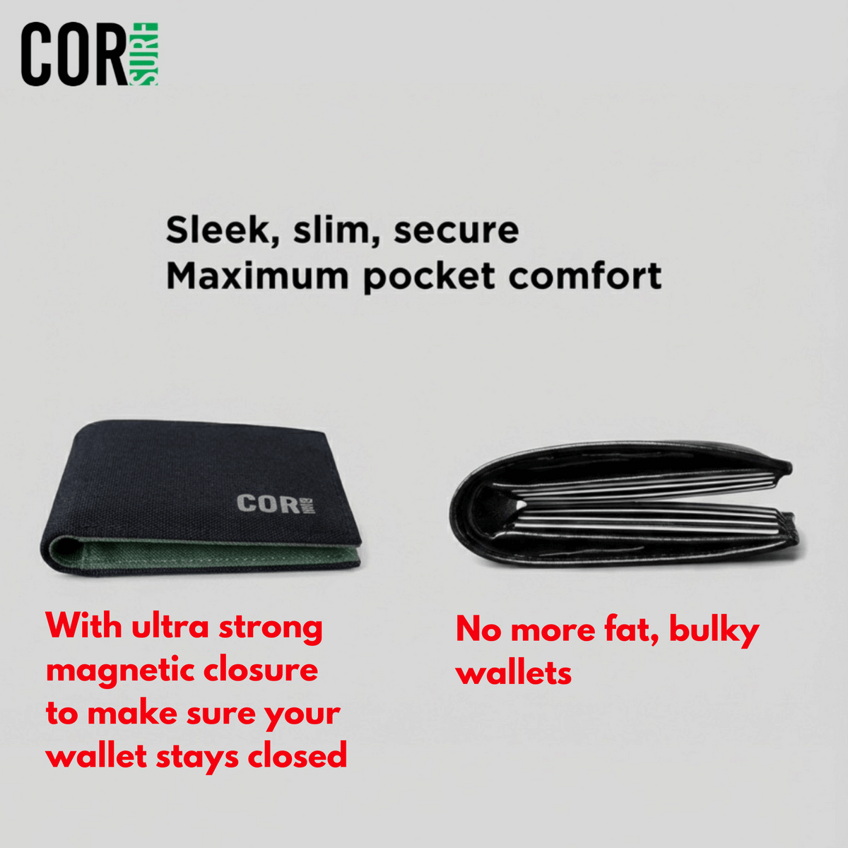 COR Surf Eco Bifold Cash Wallet with Magnetic Closure