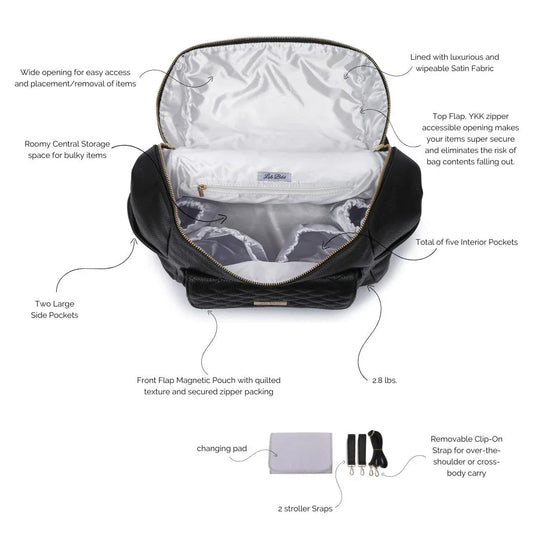 Luli Bebe Signature Diaper Bag Ebony Black