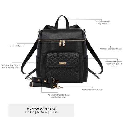 Luli Bebe Signature Diaper Bag Ebony Black