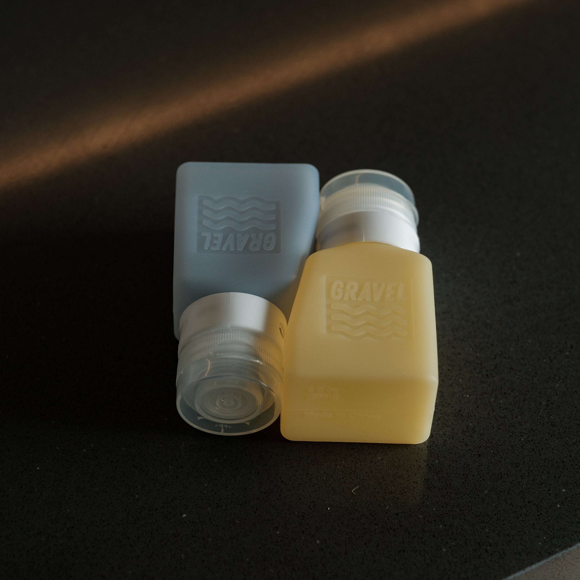 Gravel Travel Bottles For Liquids 3oz (89 ml) (Two Pack) | Honey & Glacier - Stiles Supply Co.