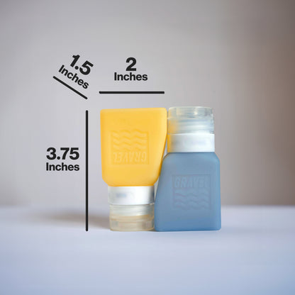 Gravel Travel Bottles For Liquids 3oz (89 ml) (Two Pack) | Honey & Glacier - Stiles Supply Co.