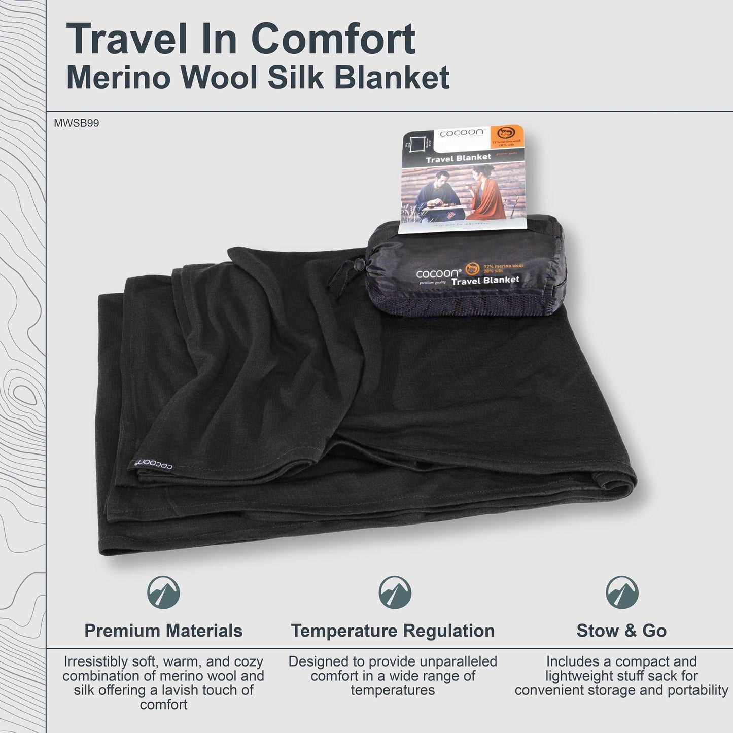 Travel Blanket Merino Wool / Silk Blend