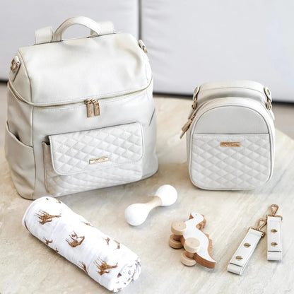Luli Bebe Signature Diaper Bag Pearl White