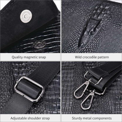 FR Fashion Co. Men's Crocodile Leather Crossbody Bag