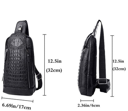 FR Fashion Co. Croc Design Leather Sling Bag