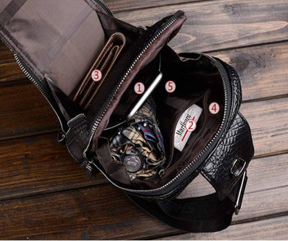 FR Fashion Co. Croc Design Leather Sling Bag