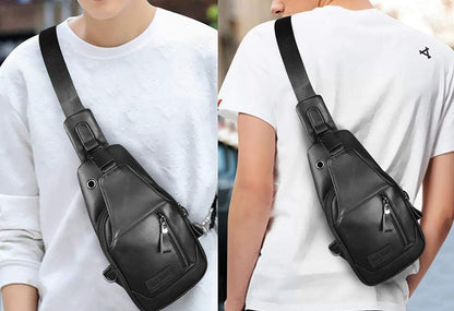 FR Fashion Co. Men's Executive Genuine Leather Sling Bag