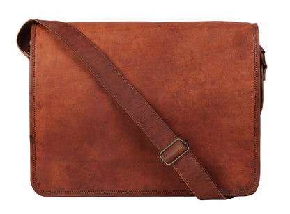 FR Fashion Co. 15" Men's Genuine Leather Crossbody Messenger Bag
