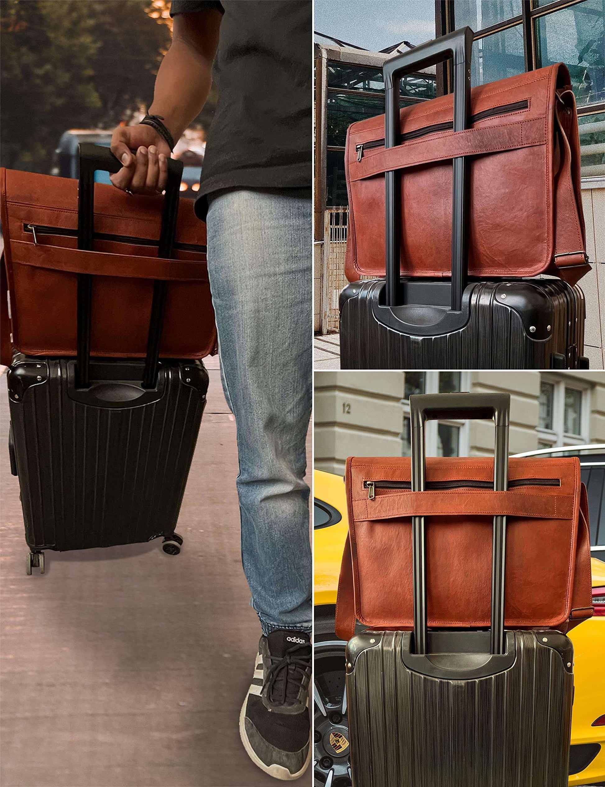 FR Fashion Co. 15" Men's Genuine Leather Crossbody Messenger Bag