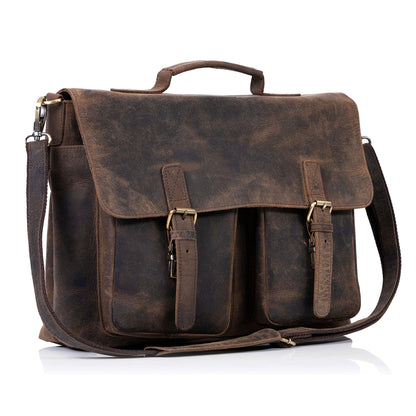 FR Fashion Co. 15" Men's Rustic Design Leather Messenger Bag