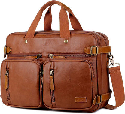 FR Fashion Co. 16" Men's Leather Hybrid Briefcase Backpack