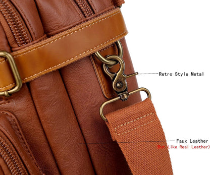 FR Fashion Co. 16" Men's Leather Hybrid Briefcase Backpack