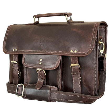 FR Fashion Co. 16" Men's Leather Satchel Messenger Bag
