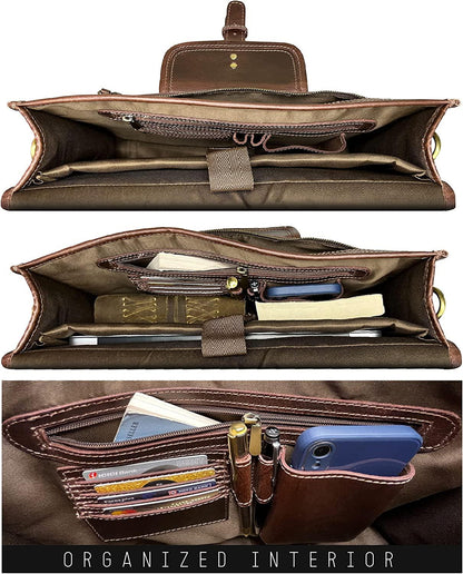 FR Fashion Co. 16" Men's Leather Satchel Messenger Bag