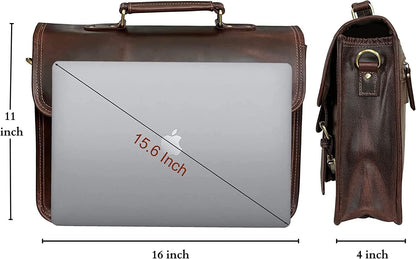 FR Fashion Co. 16" Men's Leather Satchel Messenger Bag