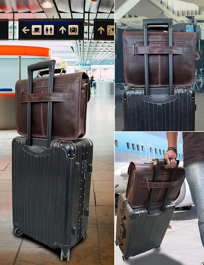 FR Fashion Co. 16" Men's Leather Satchel Messenger Bag