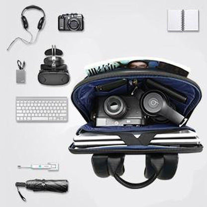 FR Fashion Co. 17" Men's Anti-Theft Leather Backpack with Hidden Pockets