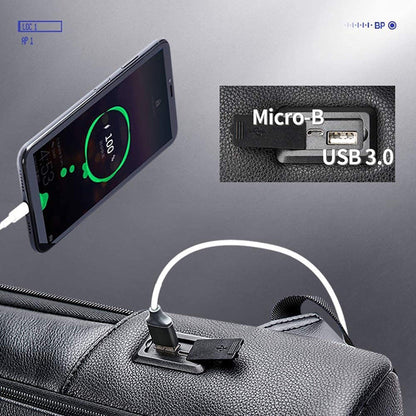 FR Fashion Co. 17" Men's Anti-Theft Leather Backpack with Hidden Pockets