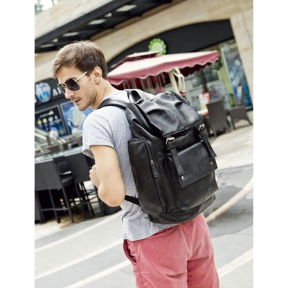 FR Fashion Co. Men's 17" Leather Laptop Backpack