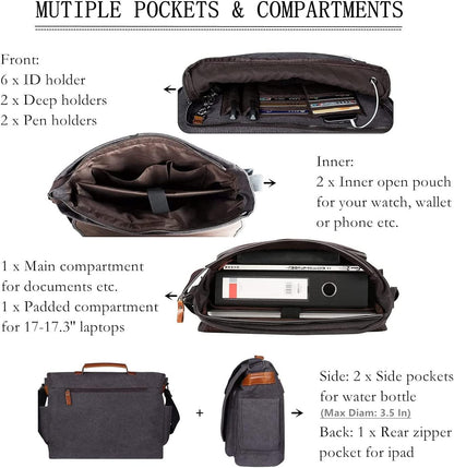 FR Fashion Co. 18.5" Canvas Laptop Messenger Bag