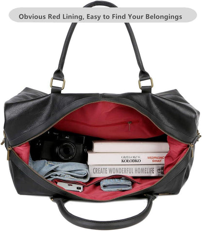 FR Fashion Co. 20" Leather Overnight Travel Duffel Bag