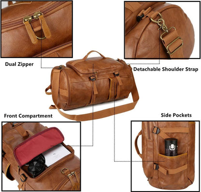 FR Fashion Co. 20" Men's Versatile Leather Duffel Bag