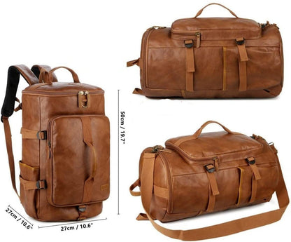 FR Fashion Co. 20" Men's Versatile Leather Duffel Bag