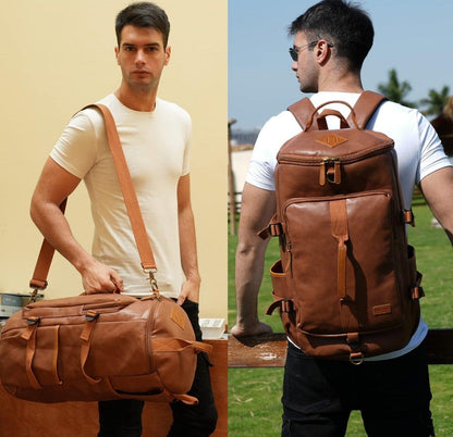 FR Fashion Co. 20" Men's Versatile Leather Duffel Bag
