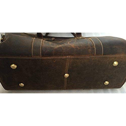 FR Fashion Co. 20" Men's Vintage Distressed Buffalo Leather Duffle Bag