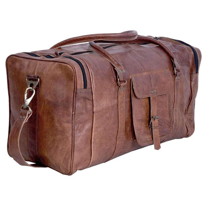 FR Fashion Co. 21" Full Grain Leather Duffel Bag