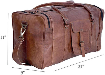 FR Fashion Co. 21" Full Grain Leather Duffel Bag