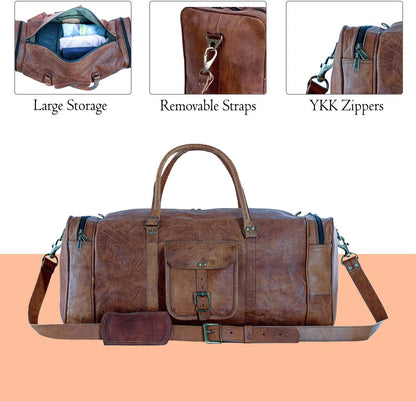 FR Fashion Co. 21" Full Grain Leather Duffel Bag