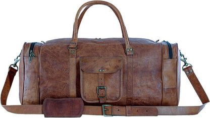 FR Fashion Co. 21" Full Grain Leather Duffel Bag