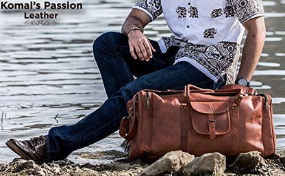 FR Fashion Co. 21" Full Grain Leather Duffel Bag