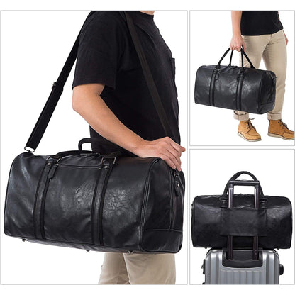 FR Fashion Co. 21" Men's Classic Leather Duffle Bag