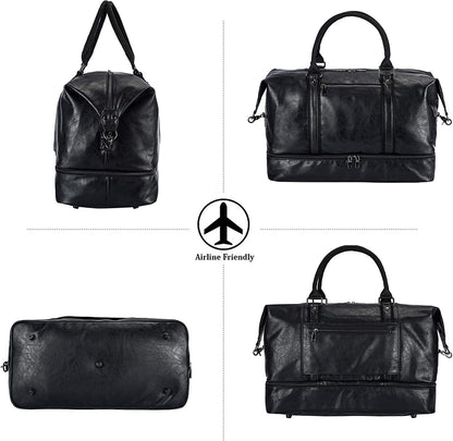 FR Fashion Co. 21" Men's Leather Compact Travel Duffel Bag